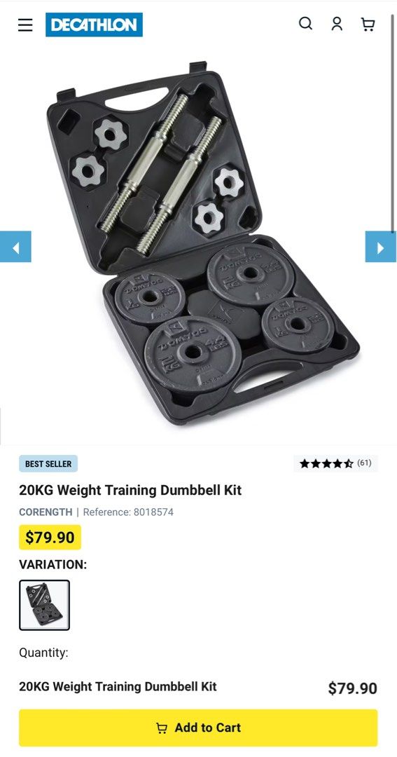 20KG Weight Training Dumbbell Kit Sports Equipment Exercise