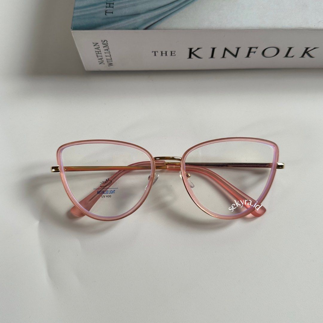 98525 Kacamata Pink Cat Eye Normal Antiradiasi/Blueray