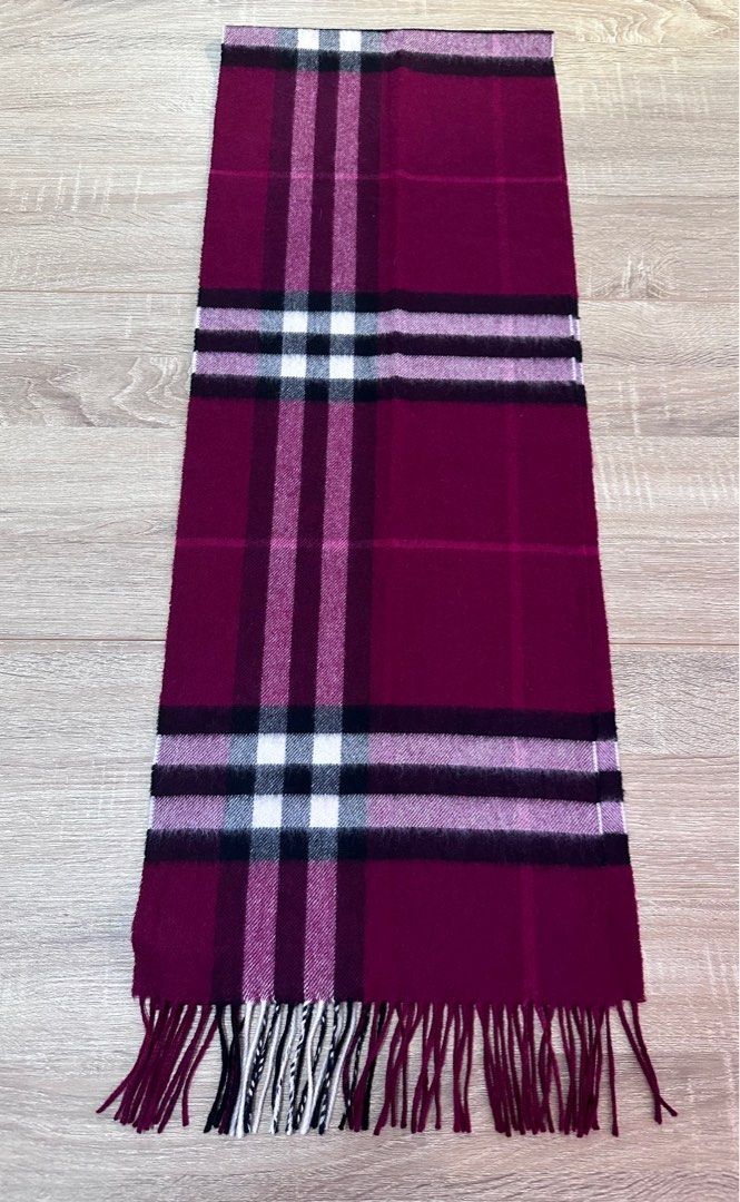 99 NEW Burberry 100 Cashmere Scarf Red Burgundy