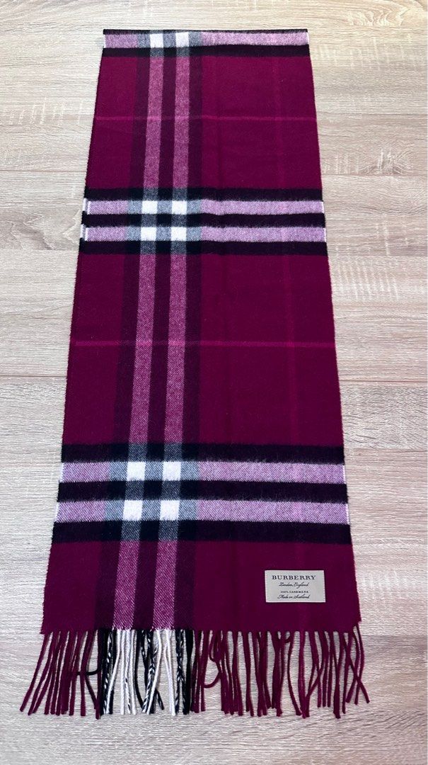 99 NEW Burberry 100 Cashmere Scarf Red Burgundy