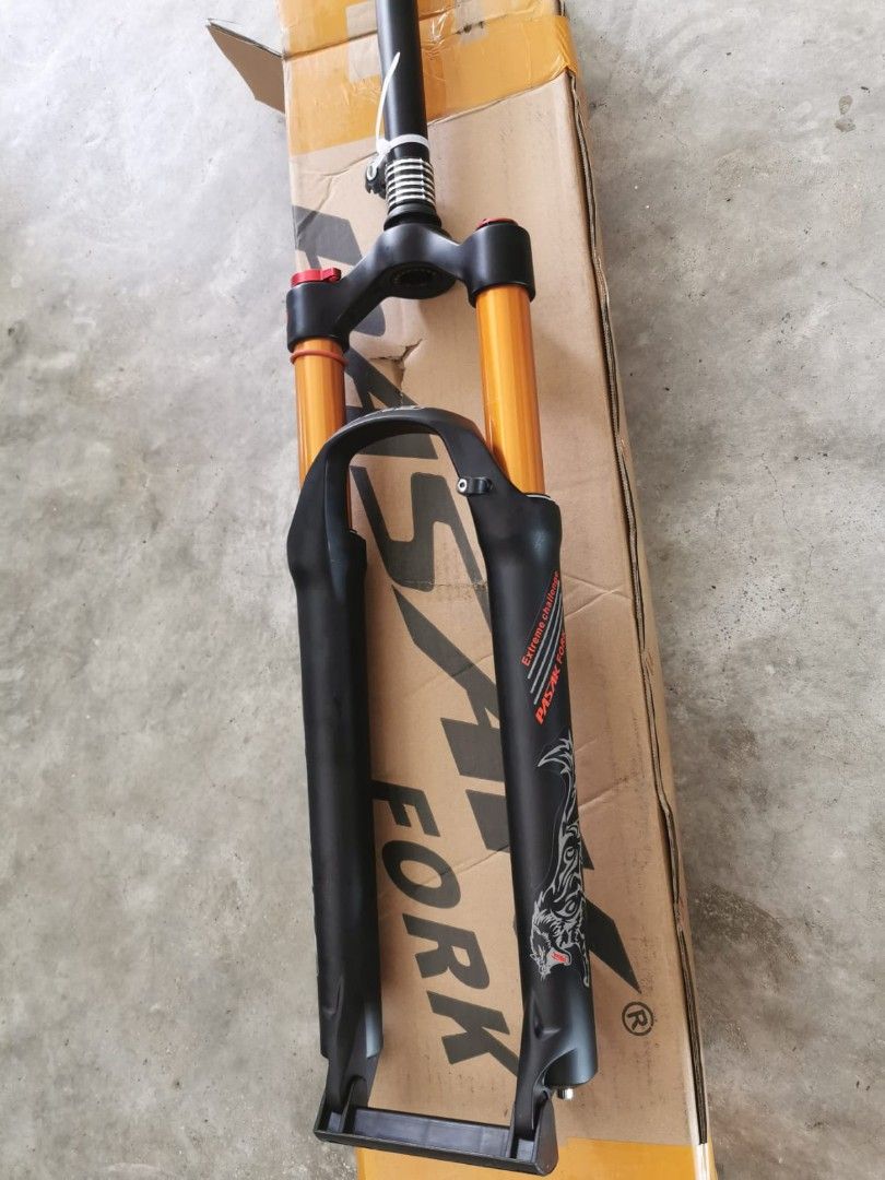 Bicycle air fork 26 27.5 pasak p34 magnesium alloy air fork 120mm travel straight steering tube 28.6mm with 250mm length. fork opening 100mm