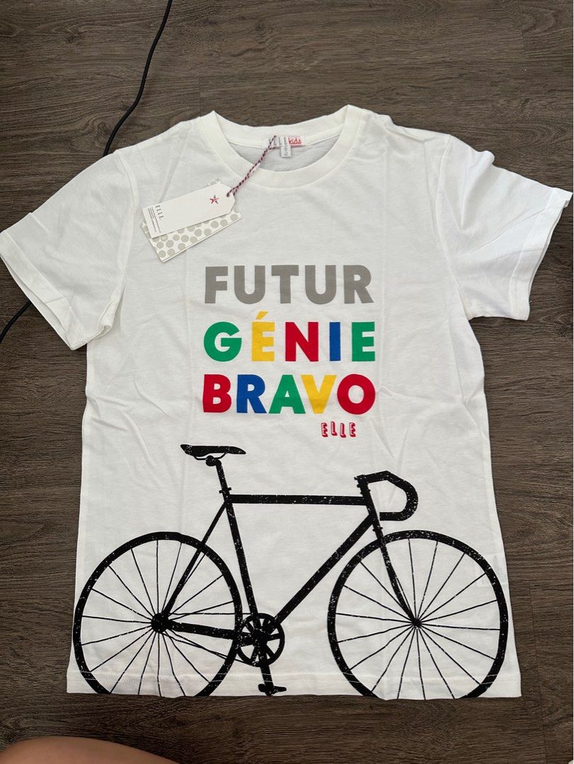 Brand new Elle Kids white cotton bike velo print Top kids21