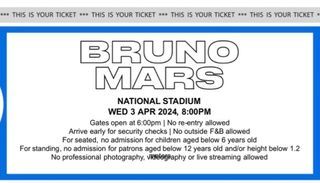 Bruno Mars SG Concert Ticket