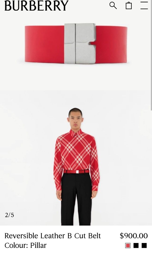Burberry belt outlet mens red