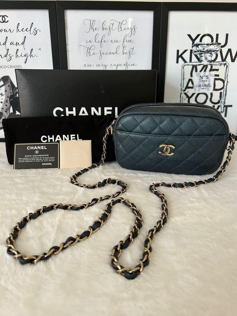 C H A N E L Camera Crossbody 18S Bag (Category: Luxury Bags & Wallets) located in Manila. Submitted by bagislifeshop (Listing ID 1286442523, Image 1). Description: ☑️Available in Pampanga ✅Series 25 ✅Condition: 9/10 ✅Material: Caviar leather ✅Colour: Iridescent blue in GHW ✅Size: 20 X 12 X 6CM ✅Inclusion: Dustbag, authenticity card, hologram sticker intact and box .