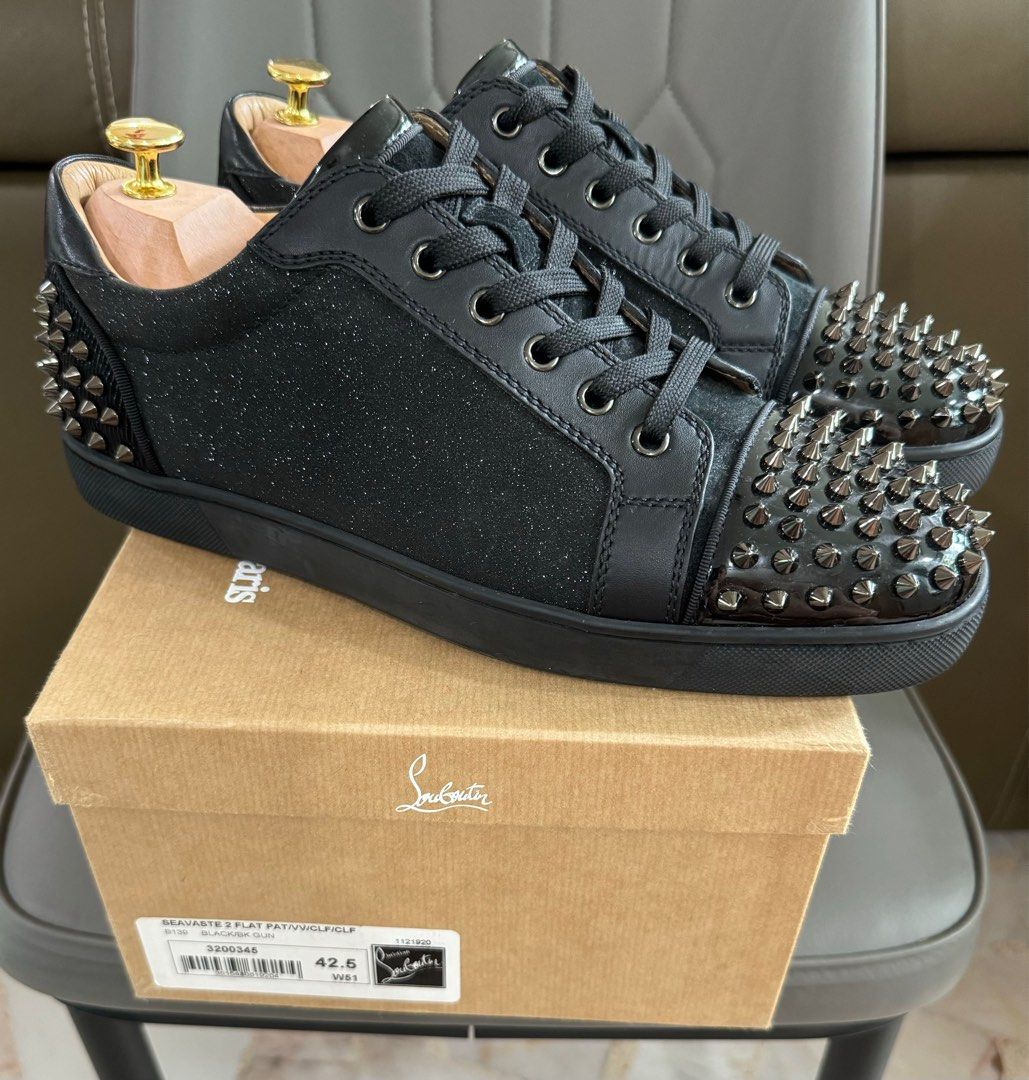 Authentic Christian Louboutin Seavaste 2 Flat PA Black Lack Up