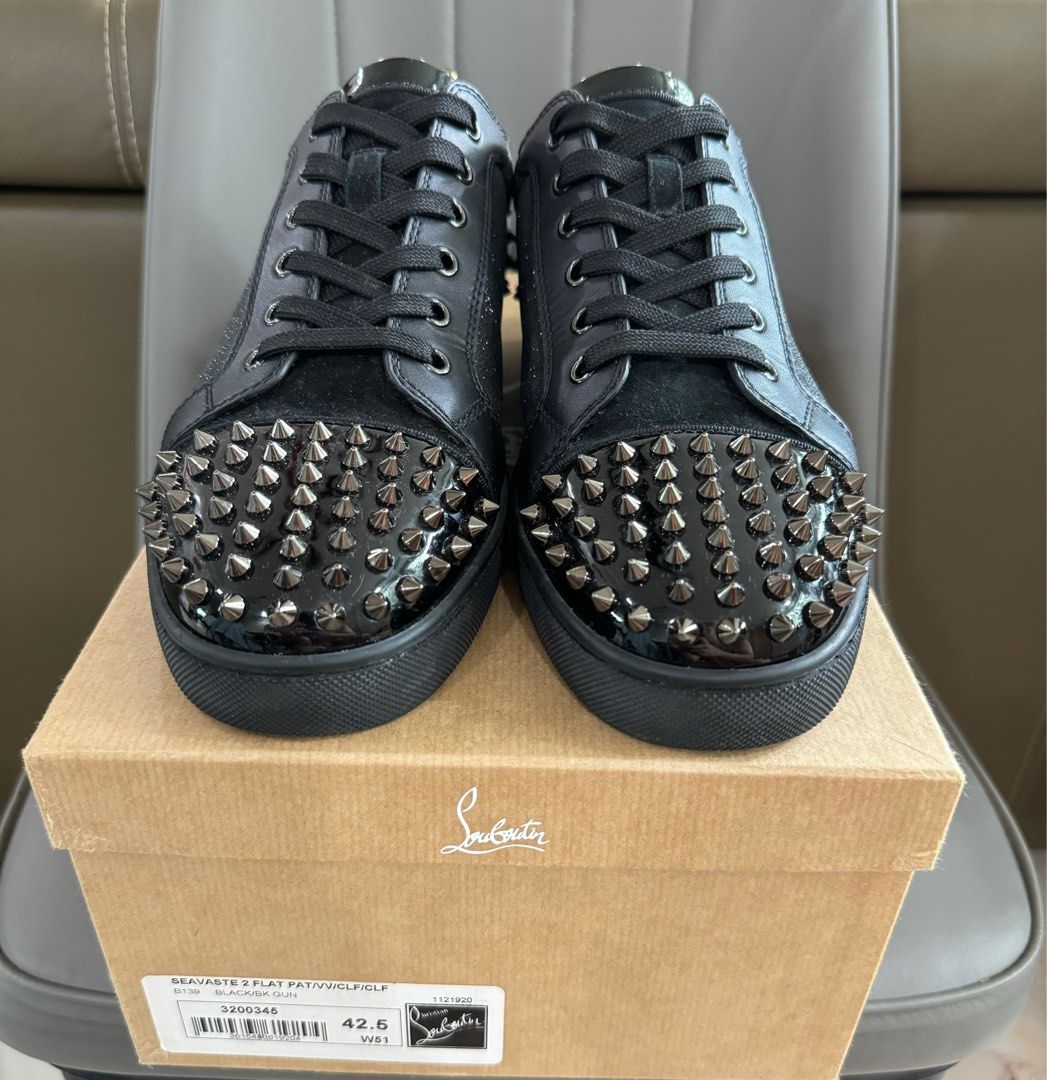 Authentic Christian Louboutin Seavaste 2 Flat PA Black Lack Up