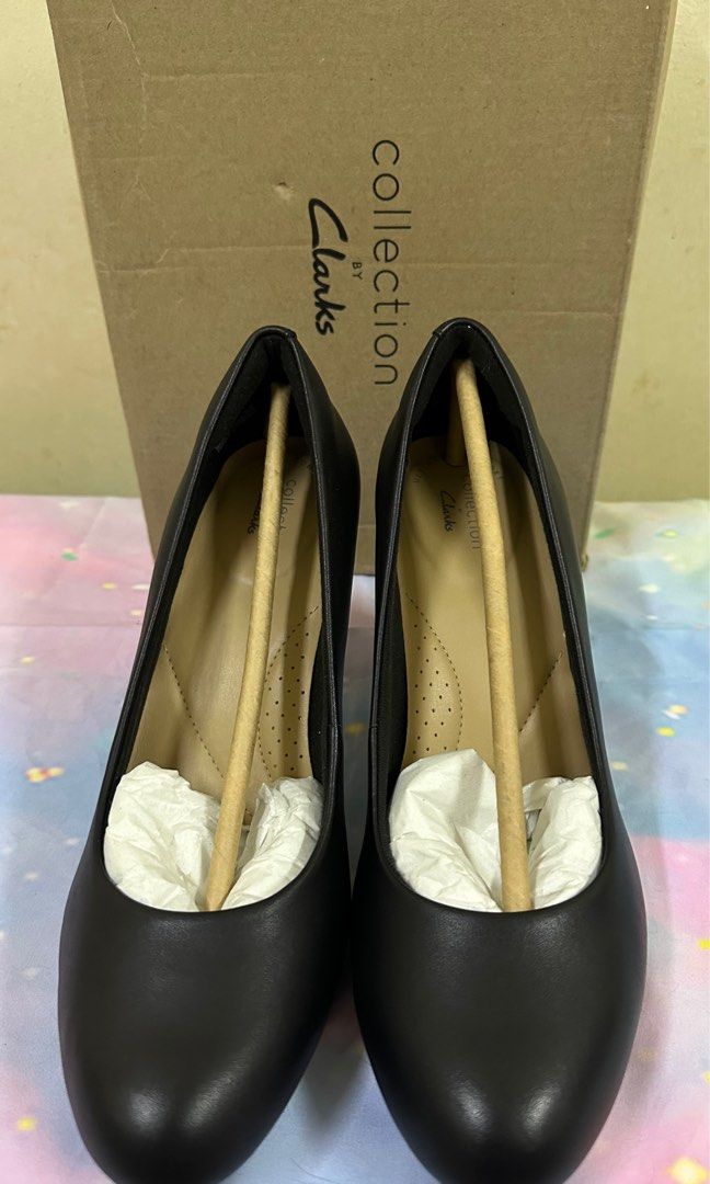 CLARKS Women s Adriel Viola Black Leather Heels