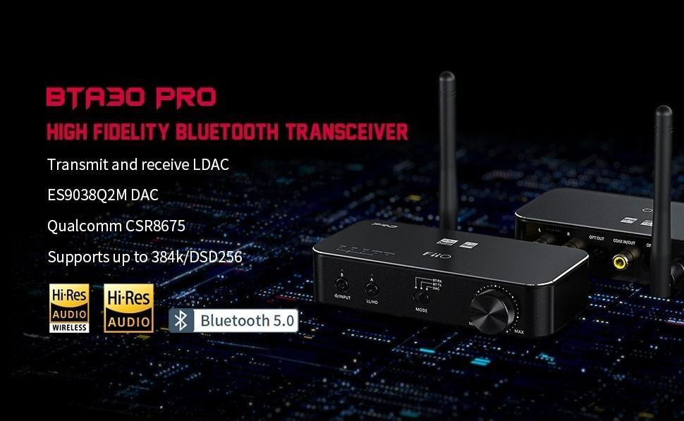 FiiO BTA30 PRO Transmitter Receiver Wireless LDAC and Bluetooth 5.0 Long Range for PC TV Speaker Headphone