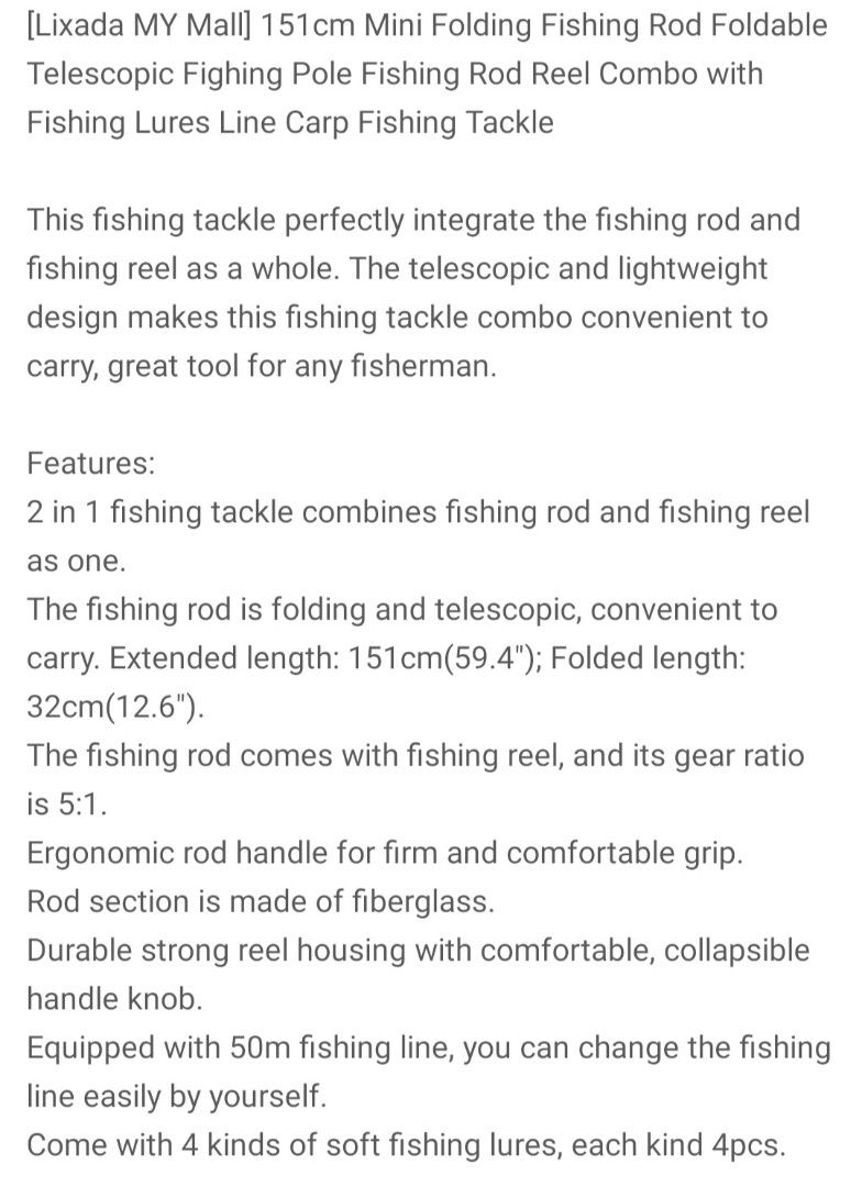 151cm Folding Fishing Rod Foldable Telescopic Fighing Pole Fishing Rod Reel  Combo with Fishing Lures Line Carp Fishing Tackle 