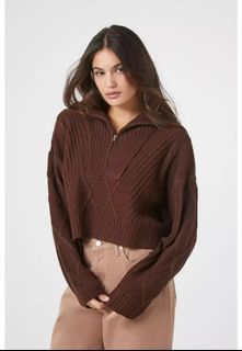 Forever 21 Brown Sweater Half Zip