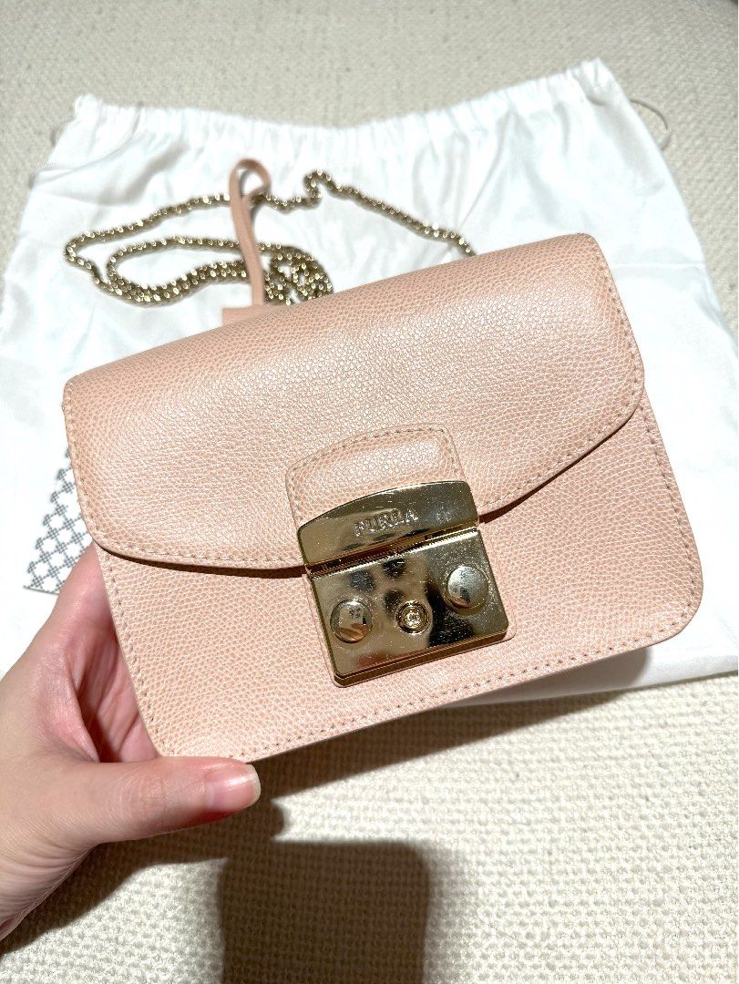 Furla Mini Metropolis Leather Crossbody Bag Light Pink