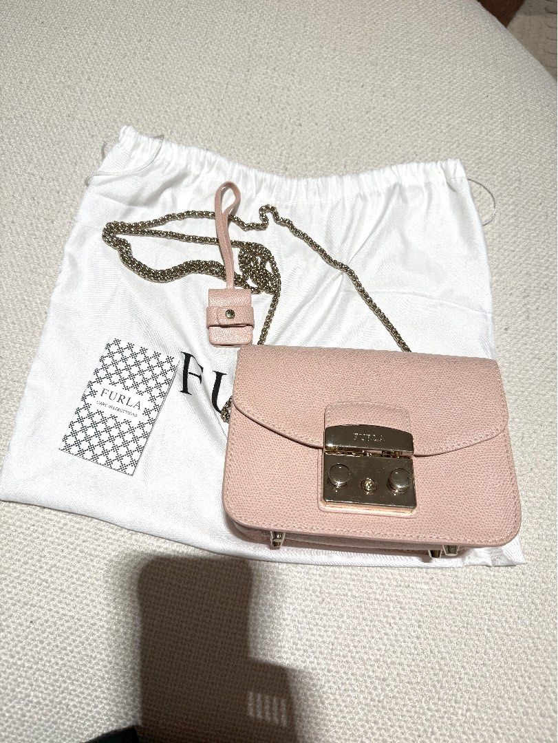 Furla Mini Metropolis Leather Crossbody Bag Light Pink