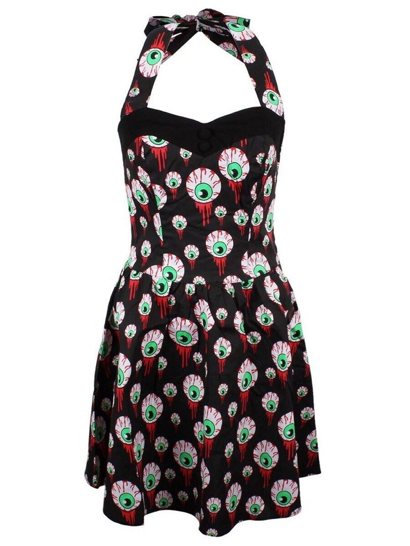 Hell Bunny Eyeball Halter Dress, Women's Fashion, Dresses & Sets, Dresses  on Carousell