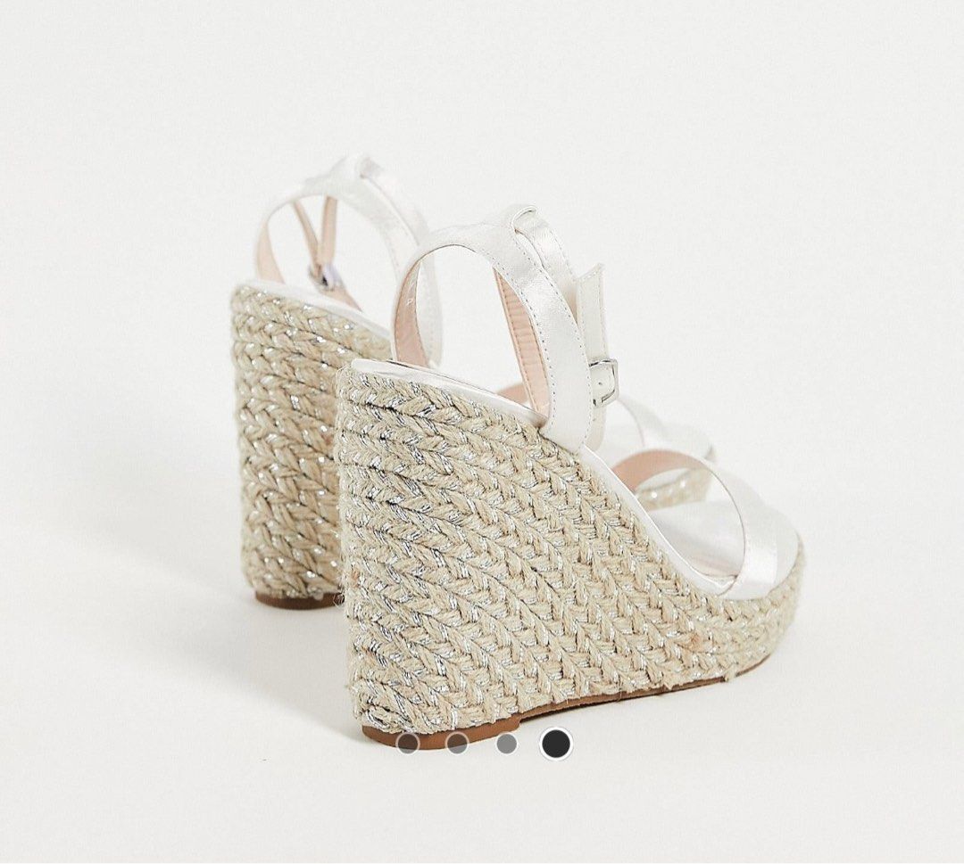 Ivory satin wedges hot sale