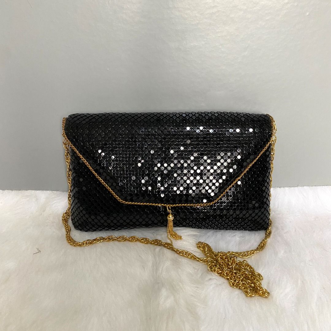 Japan Black Gold Chainmail Mesh Chained Clutch Bag (Category: Clutches) located in Mandaue City. Submitted by great.style.shoppe (Listing ID 1286445859, Image 1). Description: In very good condition. Crafted in mesh material. From Japan. 12" x 5" x 2". .