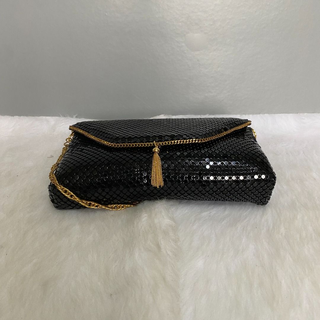 Japan Black Gold Chainmail Mesh Chained Clutch Bag (Category: Clutches) located in Mandaue City. Submitted by great.style.shoppe (Listing ID 1286445859, Image 3). Description: In very good condition. Crafted in mesh material. From Japan. 12" x 5" x 2". .