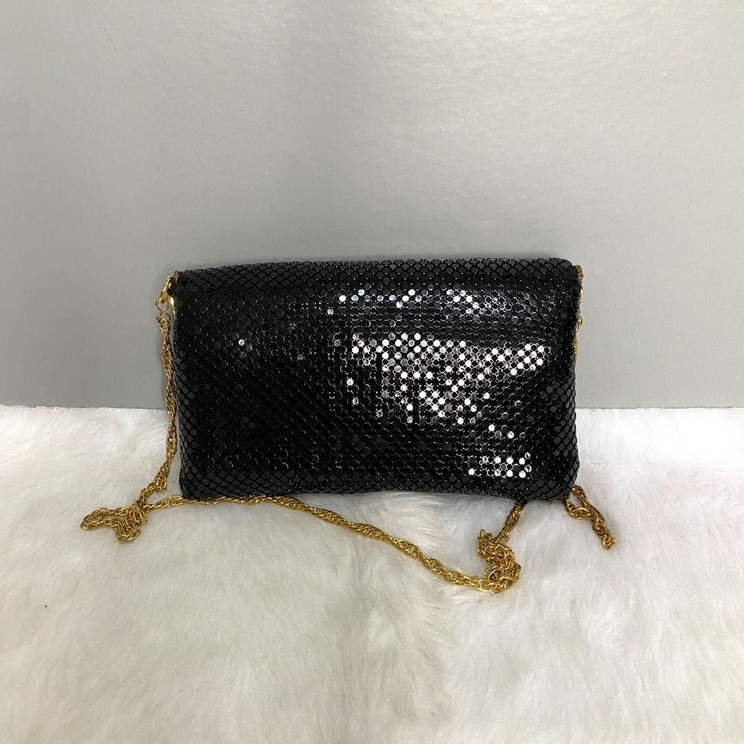 Japan Black Gold Chainmail Mesh Chained Clutch Bag (Category: Clutches) located in Mandaue City. Submitted by great.style.shoppe (Listing ID 1286445859, Image 2). Description: In very good condition. Crafted in mesh material. From Japan. 12" x 5" x 2". .