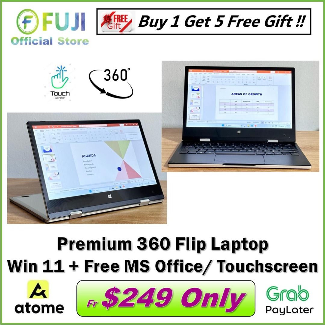 Jumper 360 Flip Touch Screen Laptop 6GB RAM 128GB SSD Good Condition Windows 11 Free MS Office Slim Design Cheapest Now