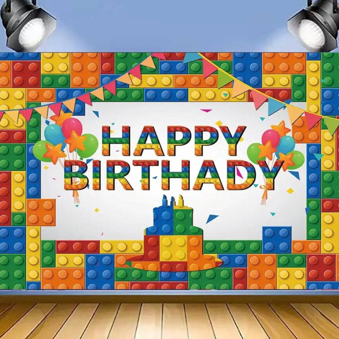 Lego theme birthday party supplies birthday banner backdrop party deco