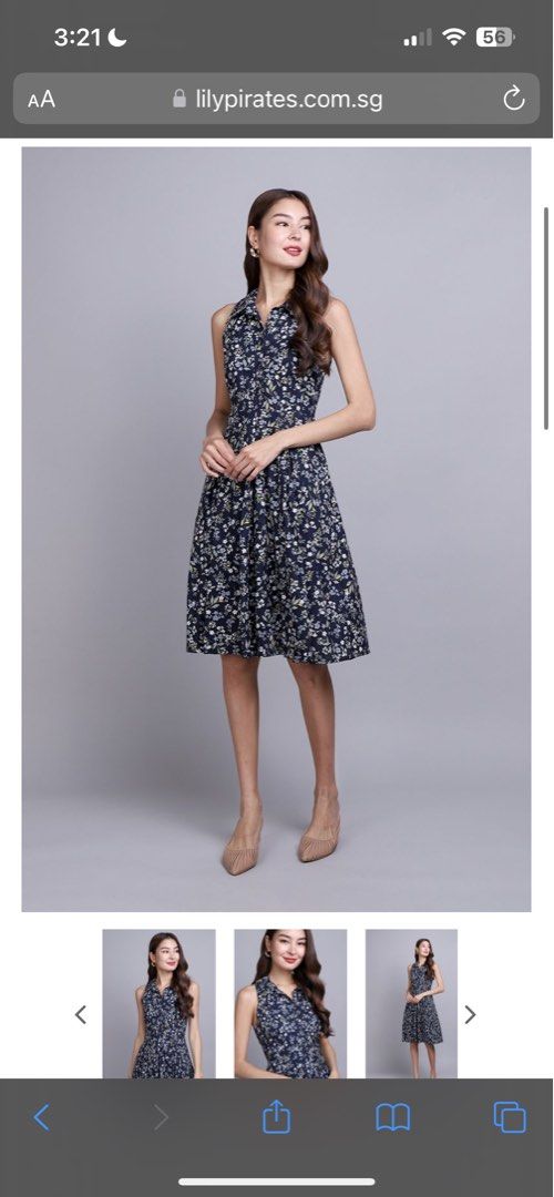 Lilypirates Cedar Dress Blue Florals Size XS