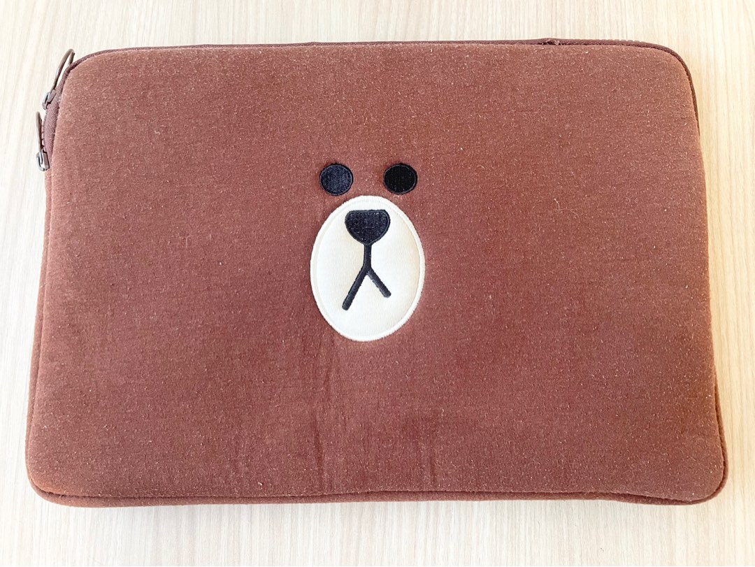 Line Friends Brown Bear Cute Laptop Bag Sleeve Case Pouch Computer Bag Cover Soft Cushion Handbag Apple MacBook Air Pro iPad Tablets PC Personal