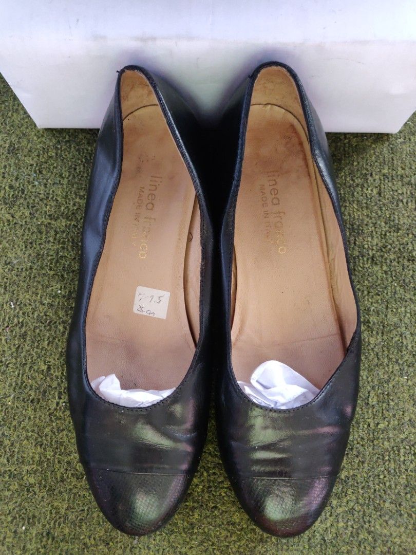 Linea Franco Black Leather Shoes sz 37.5
