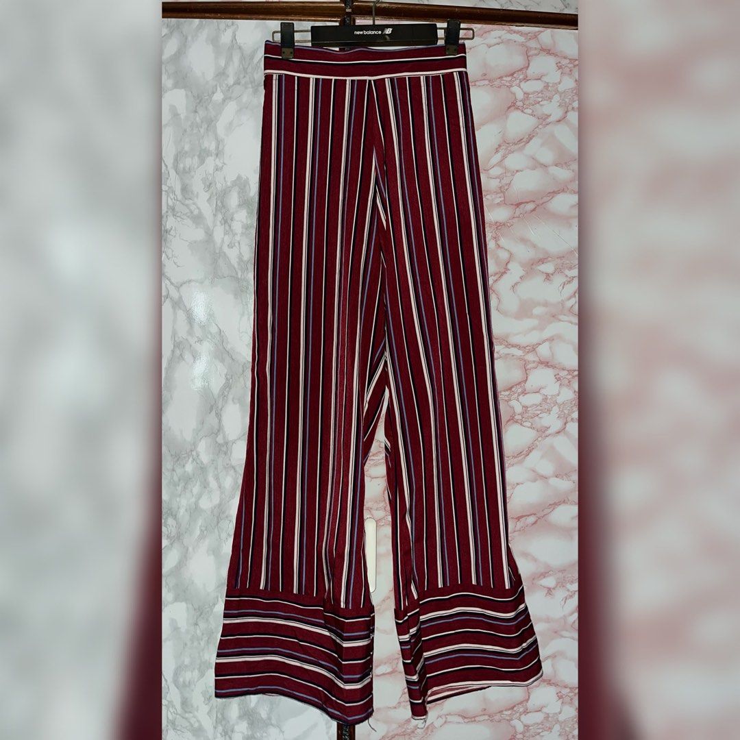 Maroon new arrivals striped pants