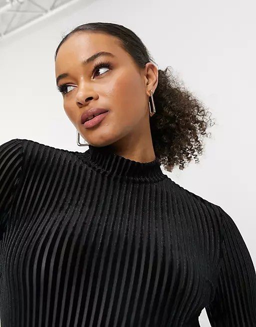 Black velvet turtleneck top shop