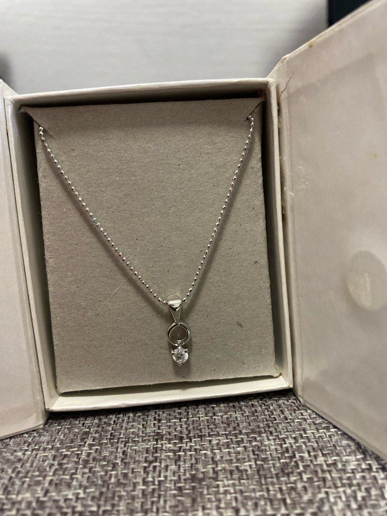 Necklace silver necklace white stone