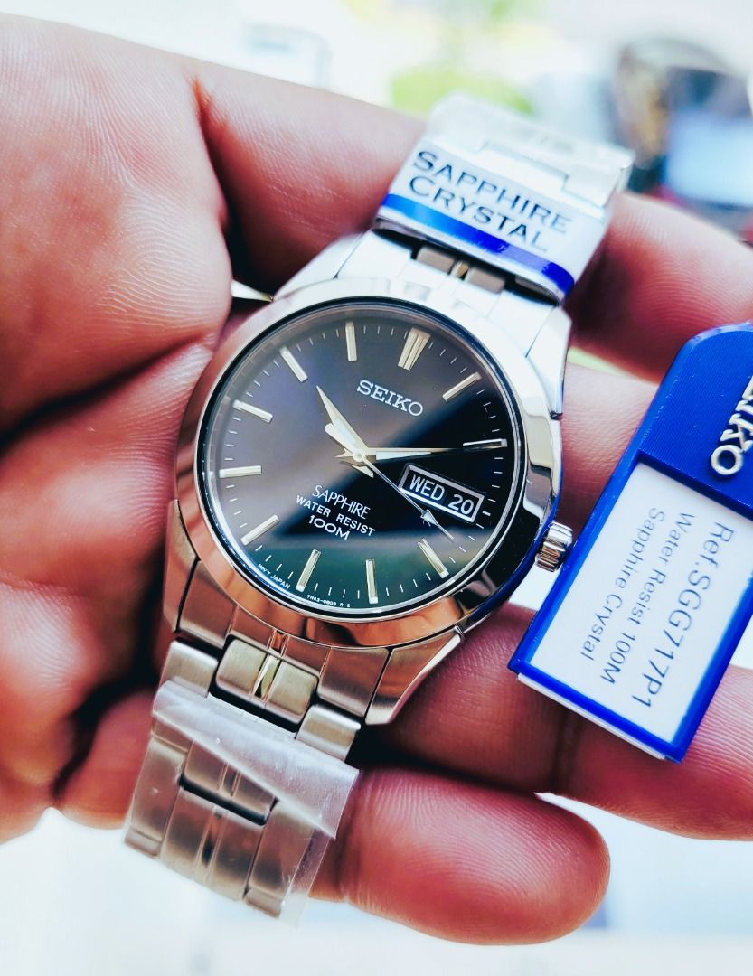NOS SEIKO SAPPHIRE Navy Blue Sunburst Dial SGG717P1 Men s Fashion
