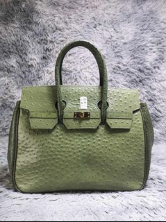 Olive Green Ostirch Leather Hand Bag