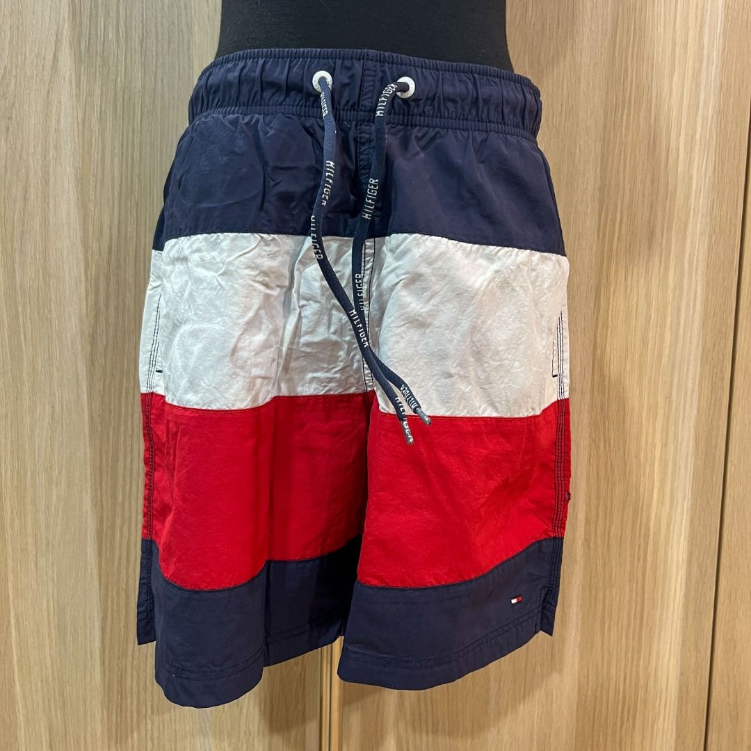 P62. TOMMY HILFIGER MEN WOMEN NAVY BLUE WHITE RED LOGO SWIMMING TRUNK SHORT BOTTOM SIZE SMALL ORIGINAL