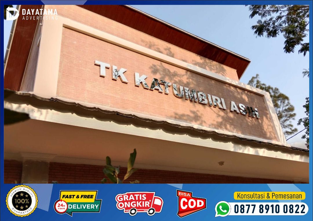 Papan Nama Sekolah/ Papan Nama Gedung/ Huruf Timbul Stainless, Desain