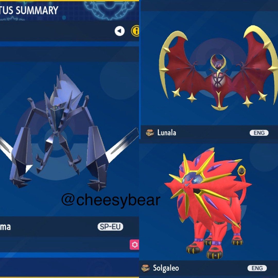 Pokemon Scarlet & Violet Shiny Necrozma / Lunala / Solgaleo, Video ...