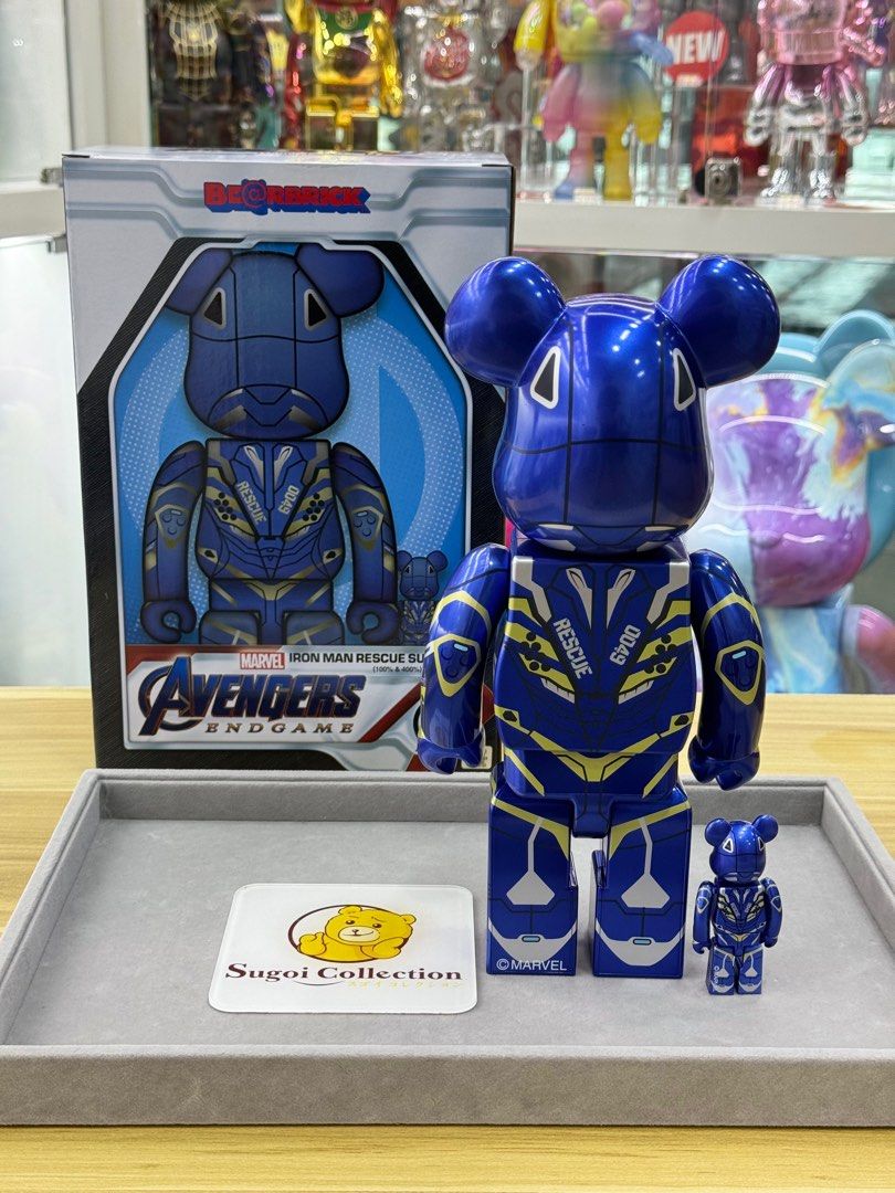 その他 BE@RBRICK IRON MAN RESCUE SUIT 100% 400% Bearbrick x Marvel Iron Man Rescue Suit 100% & 400% Set - US