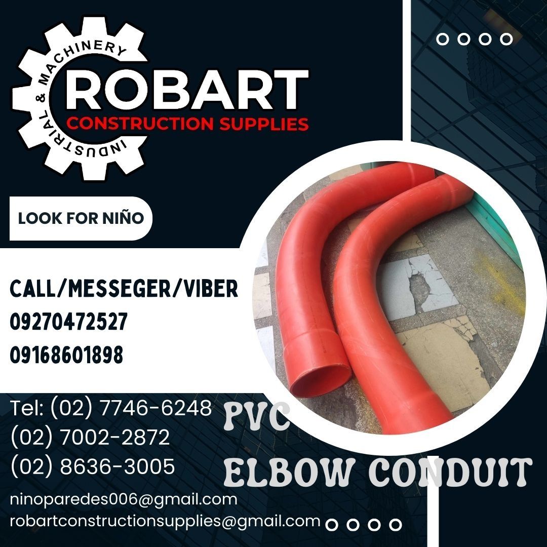 PVC ELBOW CONDUIT (Category: Construction Tools & Equipment) located in Manila. Submitted by ninoparede24925 (Listing ID 1286496865, Image 1). Description: PVC ELBOW CONDUIT for Electrical Brand: Lucky Size: 6" x 90° - - FOR INQUIRES: 𝓟𝓵𝓮𝓪𝓼𝓮 𝓬𝓪𝓵𝓵 :09270472527 09168601898 Look for:Niño Paredes Tel: (02) 7746-6248 (02) 7002-2872 (02) 8636-3005 𝑴𝒂𝒏𝒊𝒍𝒂 𝑶𝒇𝒇𝒊𝒄𝒆: 1405 𝒀𝒖𝒔𝒆𝒄𝒐 𝒔𝒕 𝑺𝒕𝒂 𝑪𝒓𝒖𝒛. 𝑴𝒂𝒏𝒊𝒍𝒂 #RobartConstruct