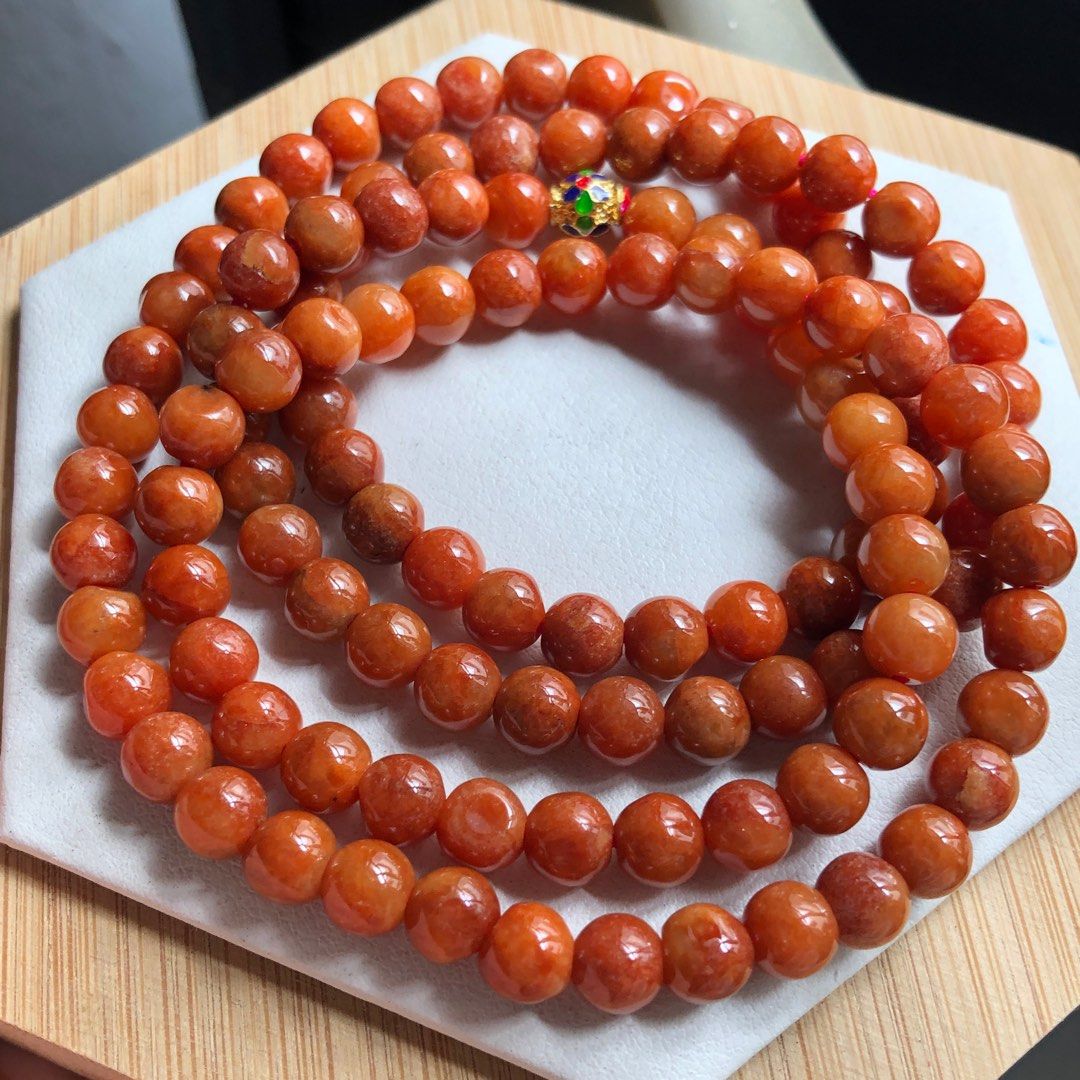 RARE Red jade 7mm necklace