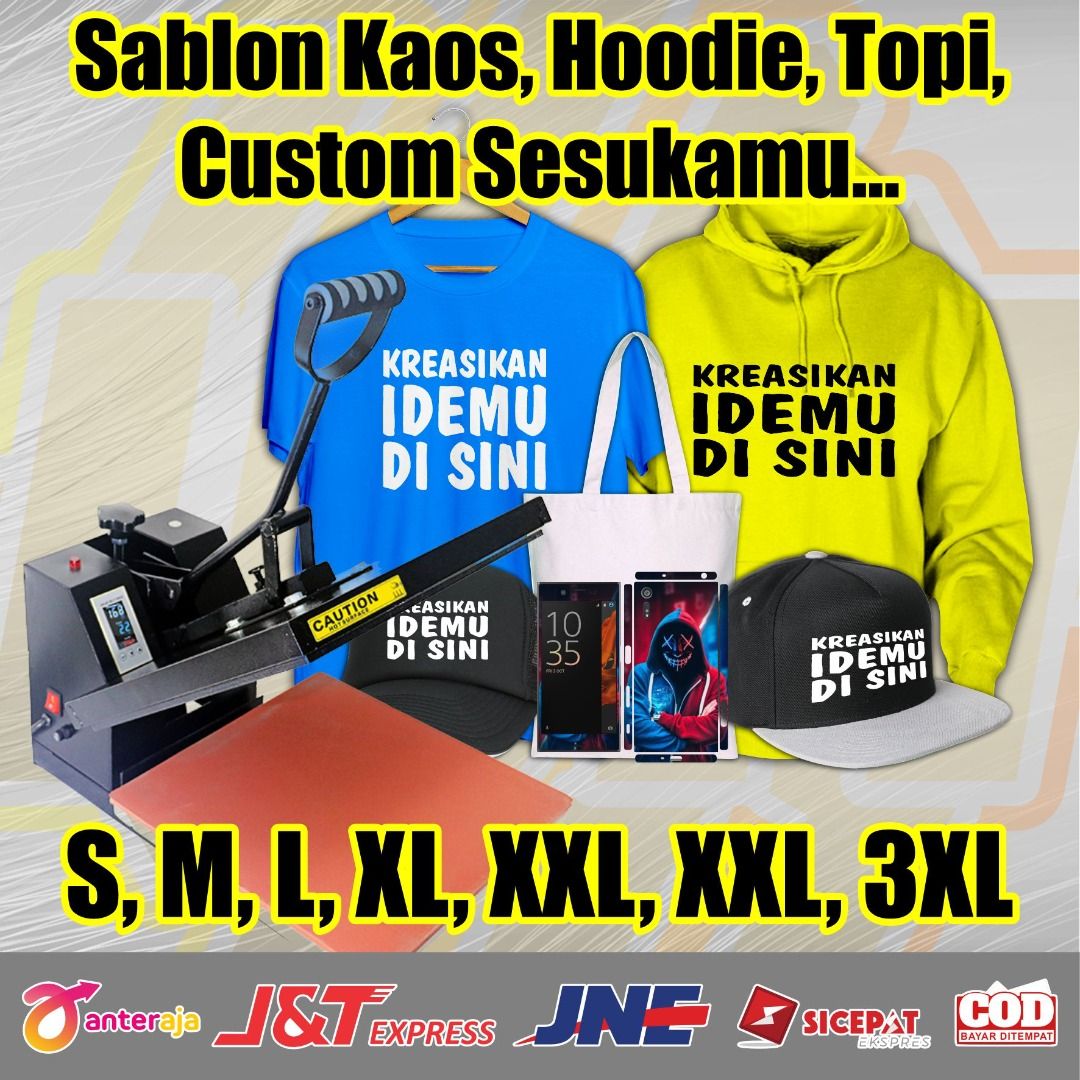 SABLON CETAK KAOS CUSTOM KAOS SABLON HOODIE TOPI SWEATER