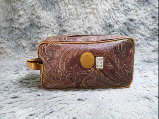 Saint Glorious Club Brown Printed Leather Make Up Pouch