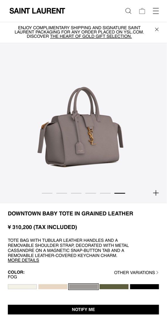 Saint Laurent Downtown Baby Tote in Grained Leather Luxury Bags Wallets on Carousell