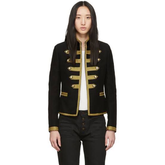 Saint Laurent Officer Jacket Fesyen Wanita Pakaian Wanita Baju Luaran di Carousell