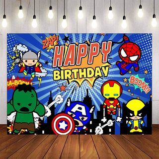 Superhero Birthday Themed Backdrop