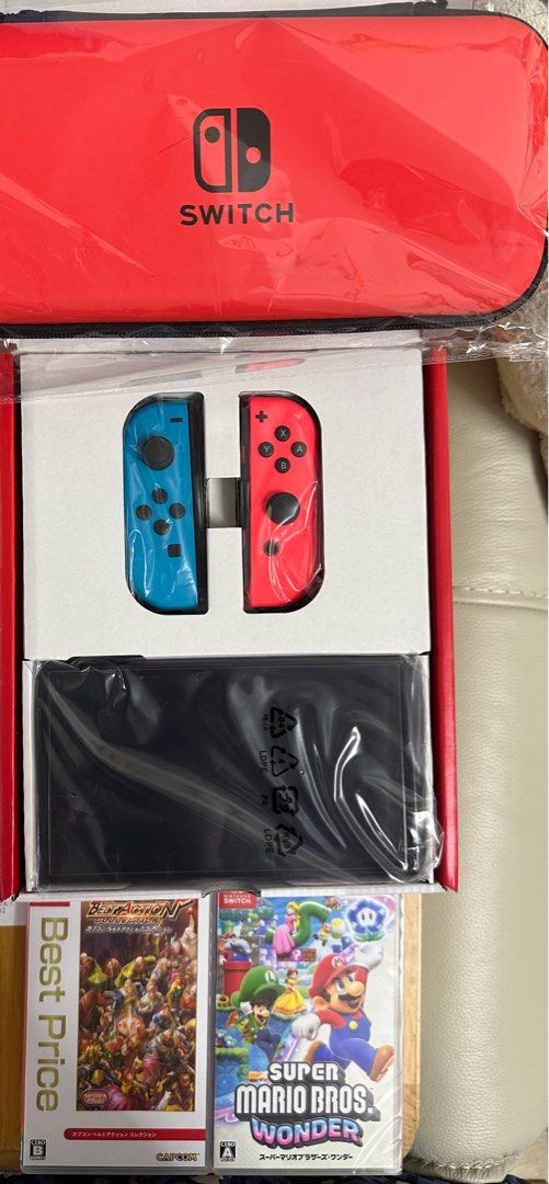 Switch oled （分類：Nintendo 任天堂）位於 Hong Kong。 由 mwwsw 提交（商品編號 1286498582，圖片 2）。簡介： 全套連兩隻game,保護貼，保護機套 葵芳地鐵站交收。