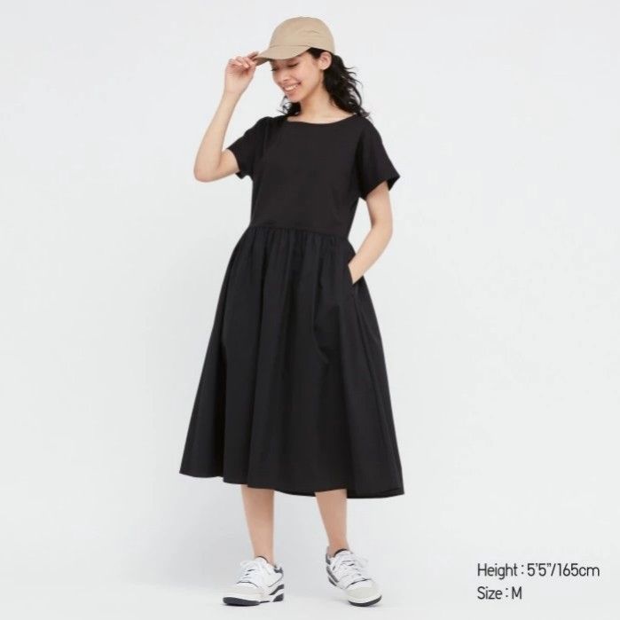 Uniqlo Combination Short Sleeve Flare Dress, Women's Fashion, Dresses &  Sets, Dresses on Carousell