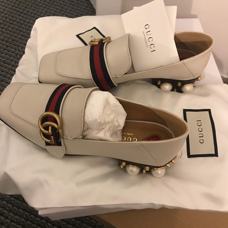 URGENT SALE Authentic Gucci Pearl Heel Loafer Luxury Sneakers