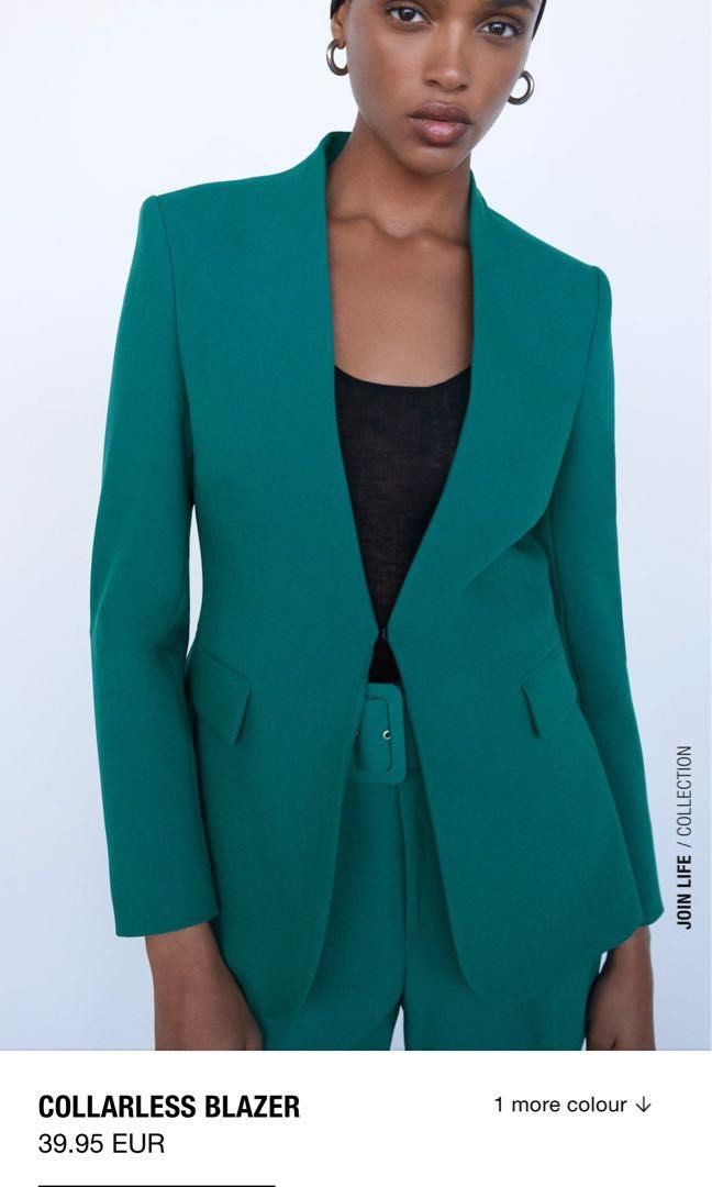 Zara collarless blazer sale