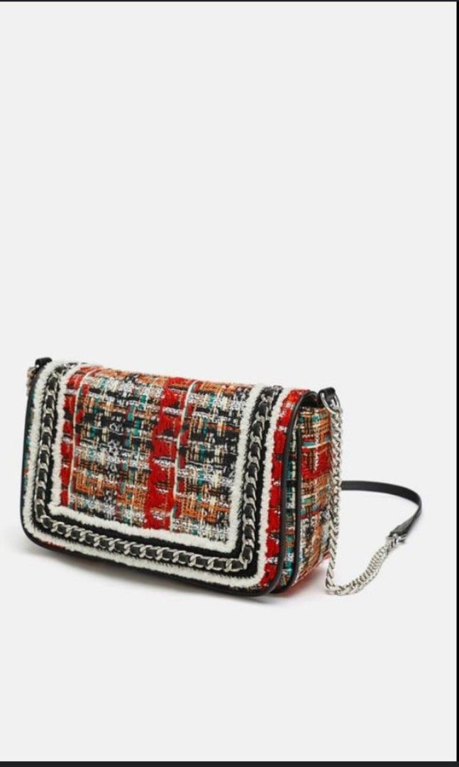 Zara Tweed cross body chain shoulder bag
