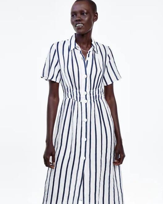 Zara striped button down dress online