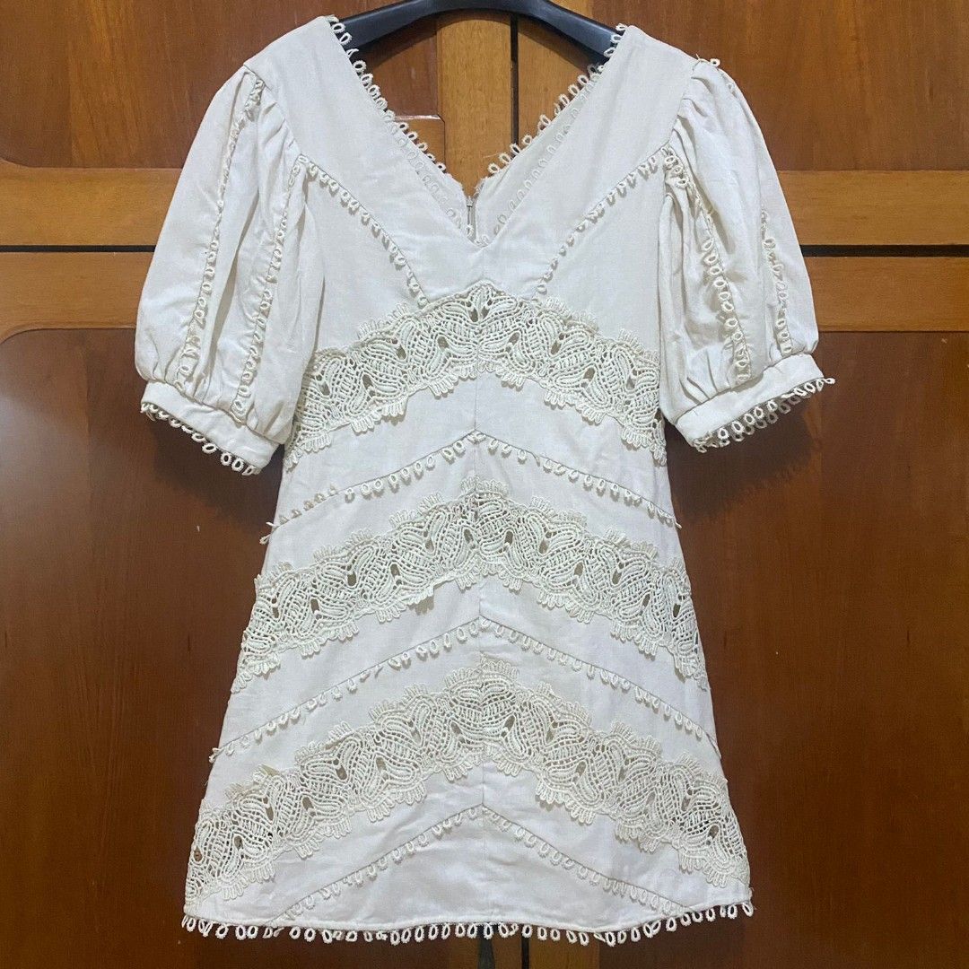 Zimmermann Painted Heart Chevron Dress Cream